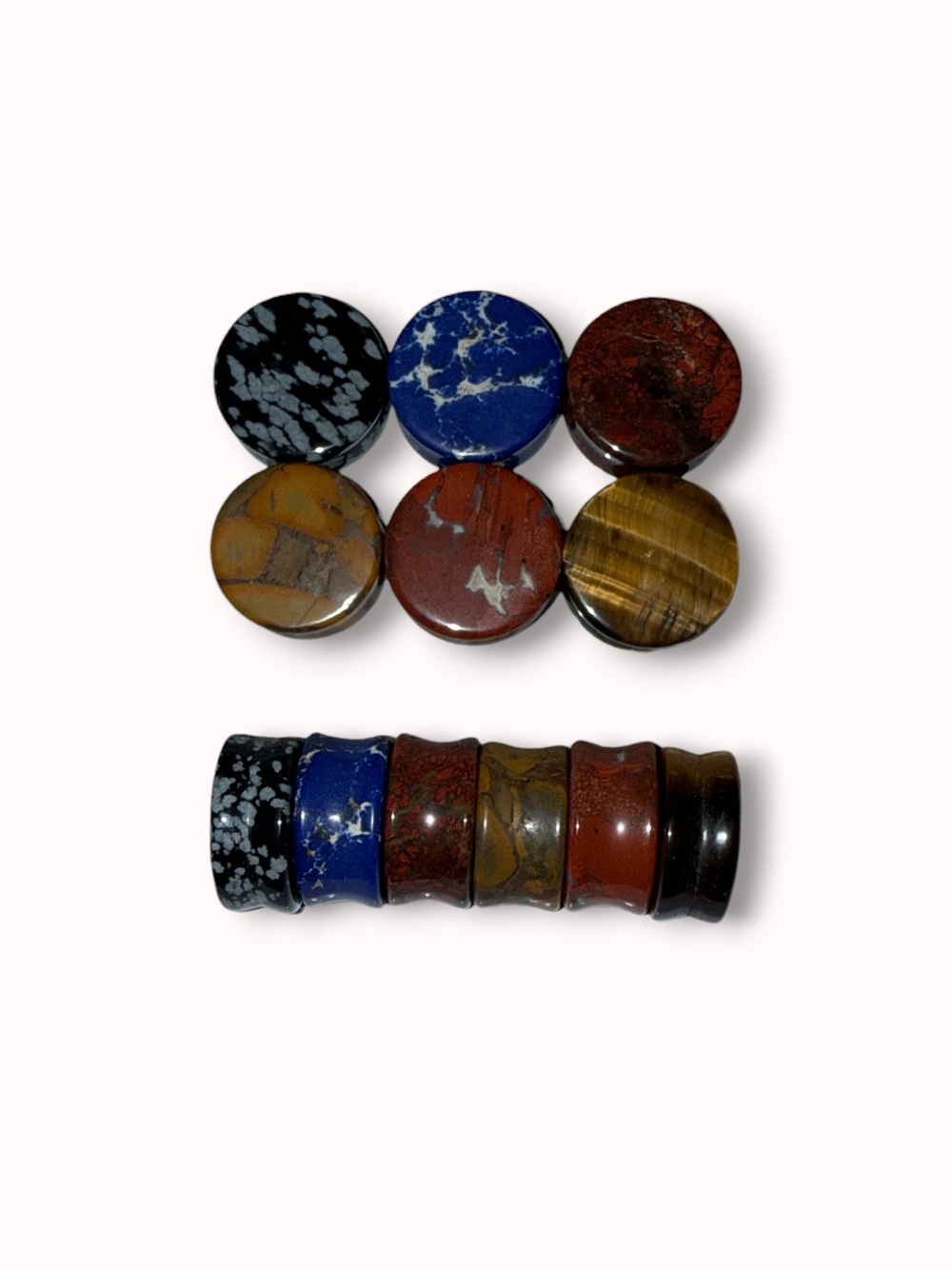 Assorted stone double flared plugs - 7/8" 22 mm